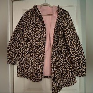 Crown & Ivy Leopard Print Raincoat with Pink Interior